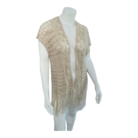 CHARMING CHARLIE Boho Vest Beach Cover Up Size M Festival Hippy Sweater Cardigan - Picture 4 of 6